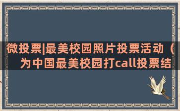 微投票|最美校园照片投票活动（为中国最美校园打call投票结果公布）(微投票官网)